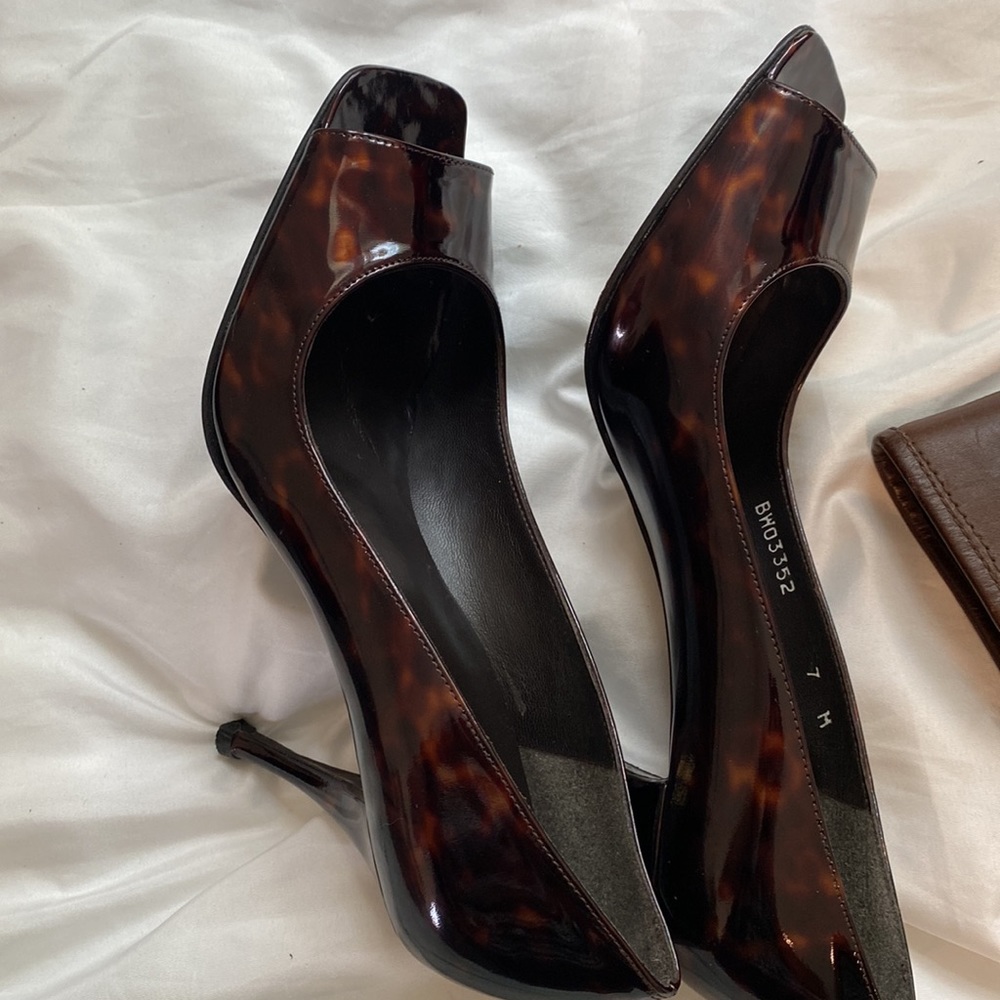 Stuart Weitzman Cheetah Square Peep Toe Heels 7 - image 6